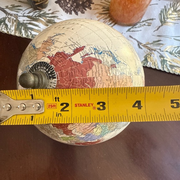 Decorative Globe Brown Wood Base On Marble - Picture 15 of 15